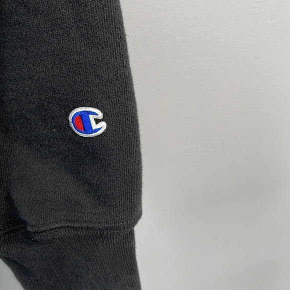 CHAMPION Mens Reverse Weave Black 3D Spellout Logo Hoodie Kangaroo Pocket XL - Picture 6 of 11